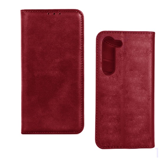 CAPA DE COURO COM BOLSO INTERNO PARA SAMSUNG GALAXY S23 VERMELHO